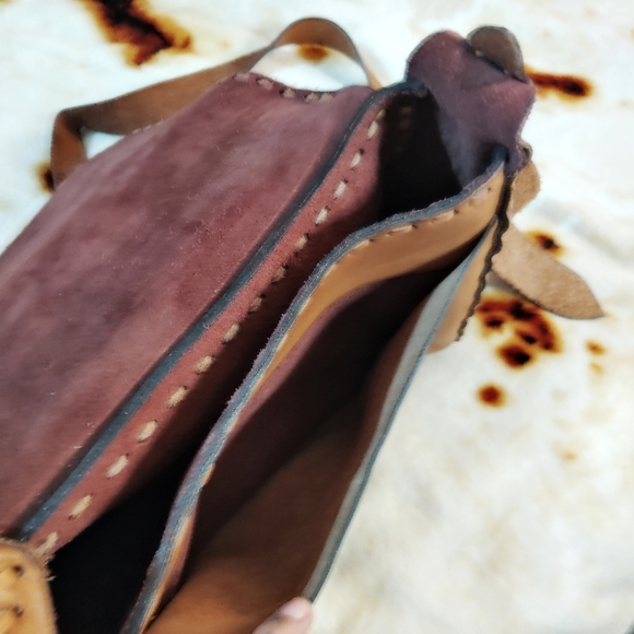 Vtg 80s/90s Boho Whimsygoth Genuine Egyptian Leather Crossbody Messenger Bag - Picture 8 of 16